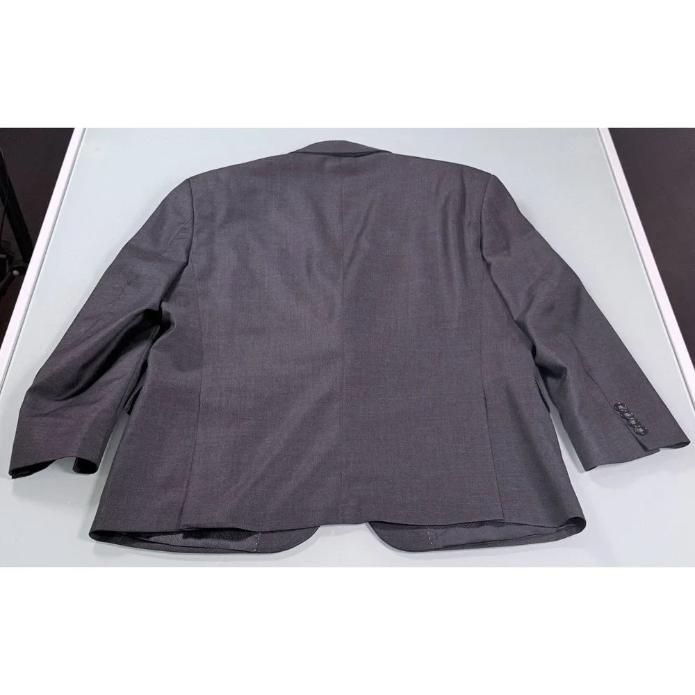 KENNETH COLE Solid Gray 100% Wool Mens Peek Lapel Suit Jacket - 44 Short